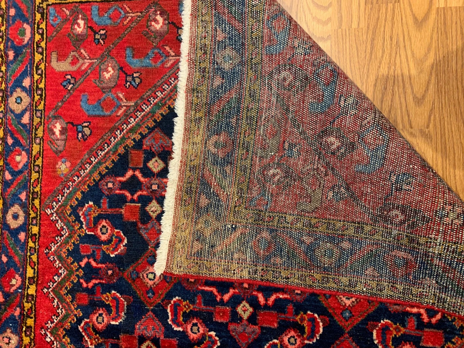 4.3 x 6.5 ft Vintage Tribal Geometric Navy 100% Wool Vegetable Dye Rug