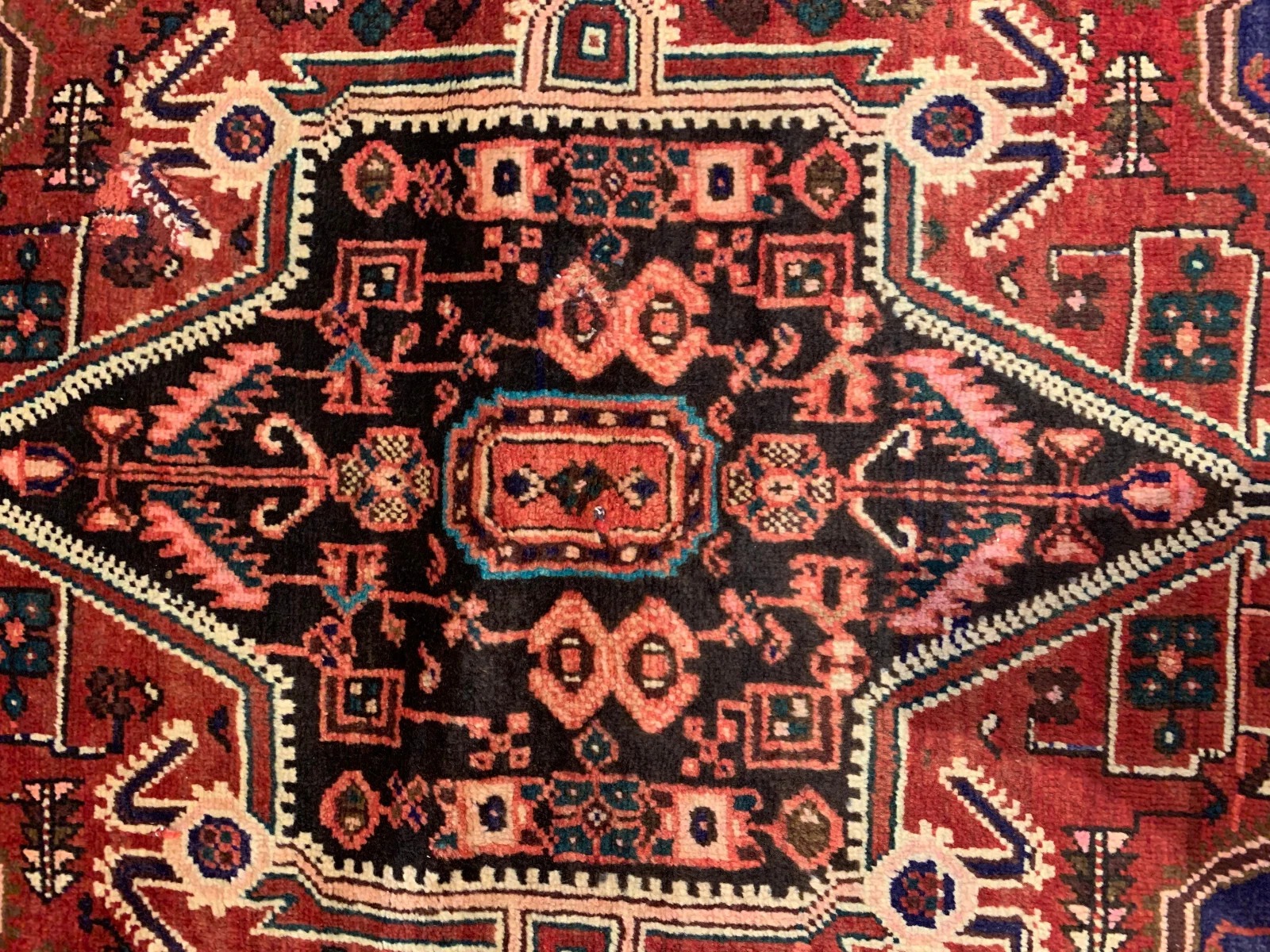 4.1 x 6.5 ft Vintage Tribal Geometric Rust 100% Wool Vegetable Dye Rug