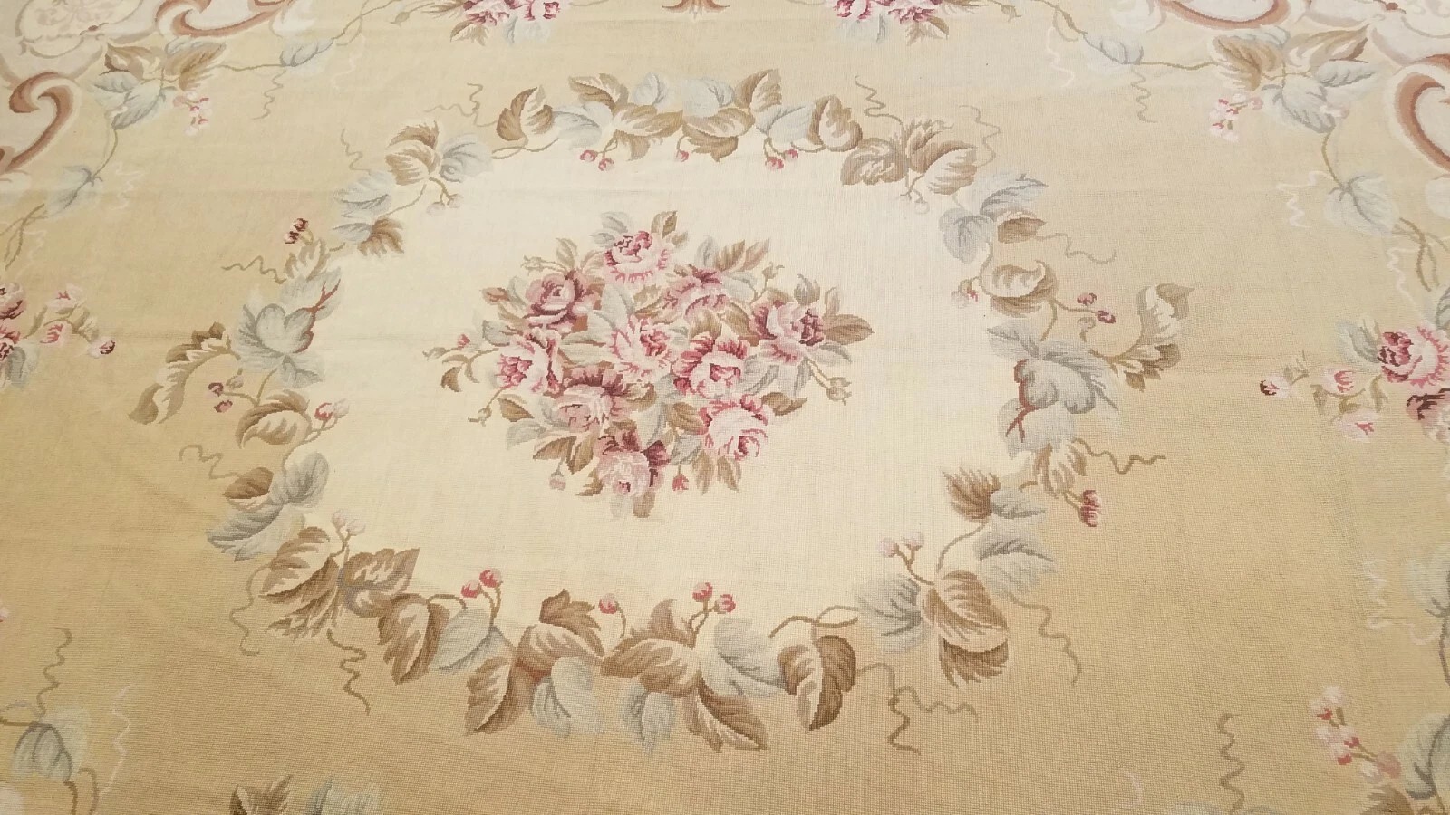 9 x 12 Hand woven French Aubusson Needle point 100% wool Area rug