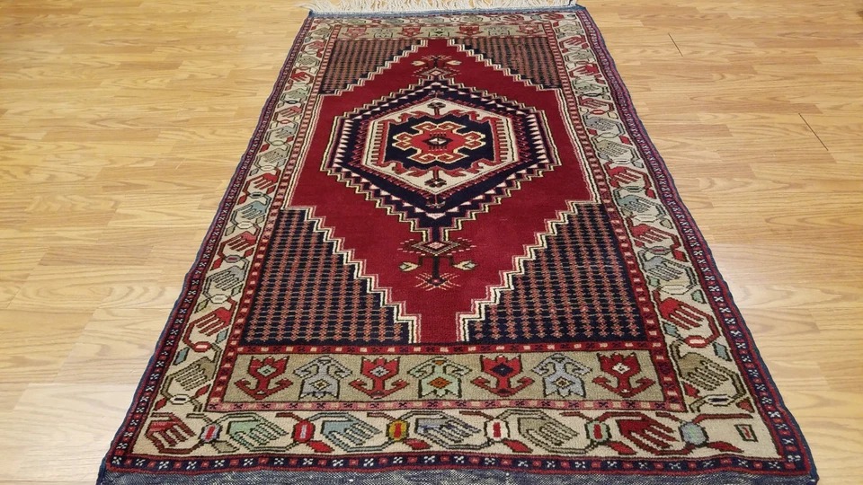 4 x 7 Vintage Tribal Turkish Anatolian Yuruk Hand Knotted Wool Rug