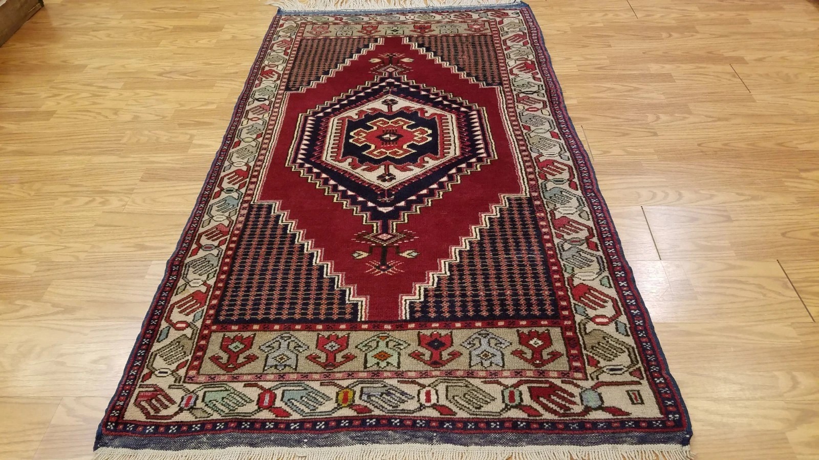 4 x 7 Vintage Tribal Turkish Anatolian Yuruk Hand Knotted Wool Rug