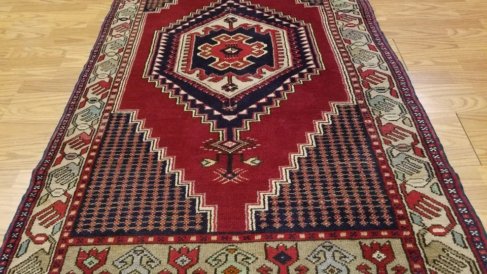 4 x 7 Vintage Tribal Turkish Anatolian Yuruk Hand Knotted Wool Rug