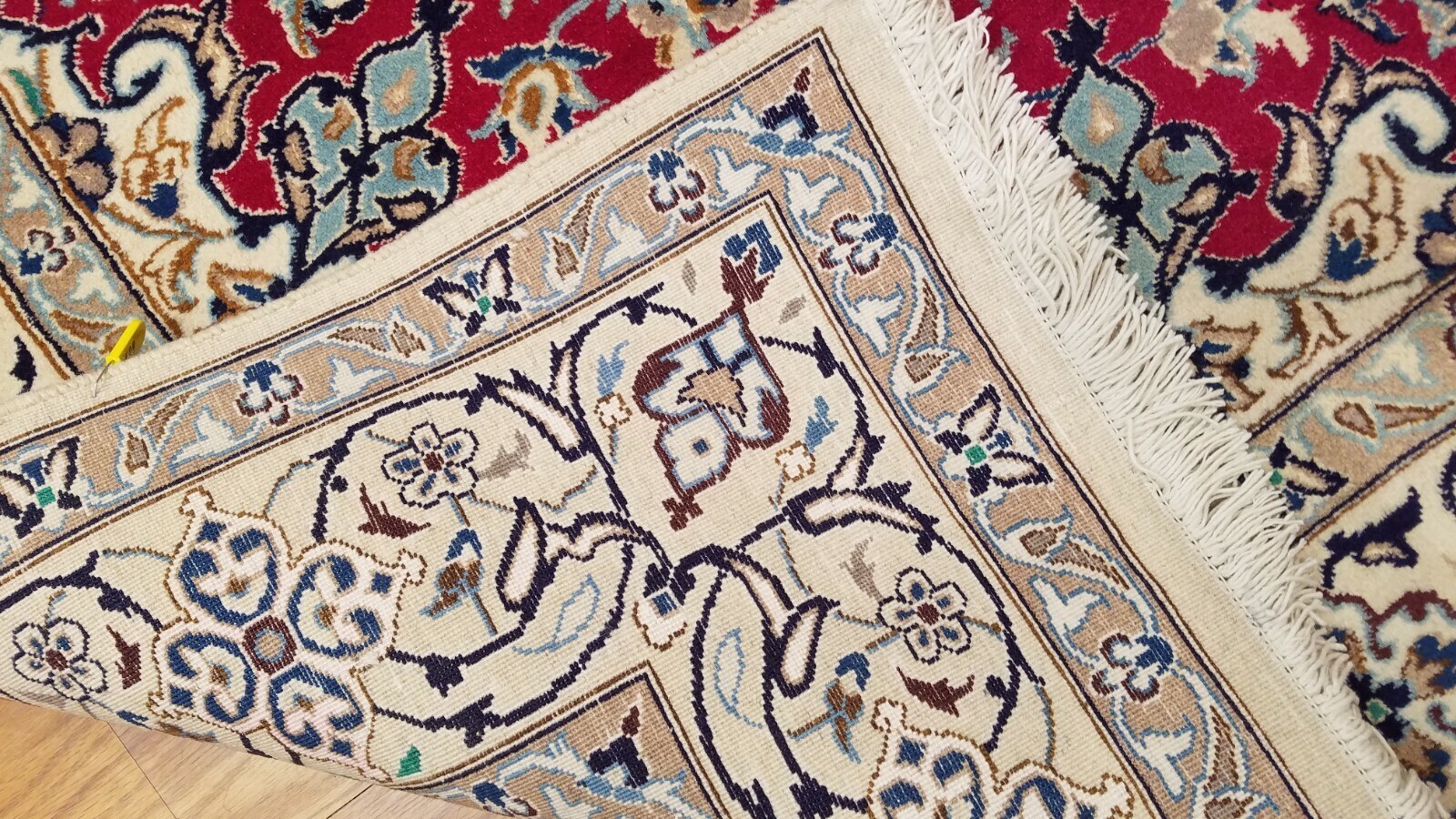 7 x 10 Red & Ivory Naein Wool Hand Knotted Area rug