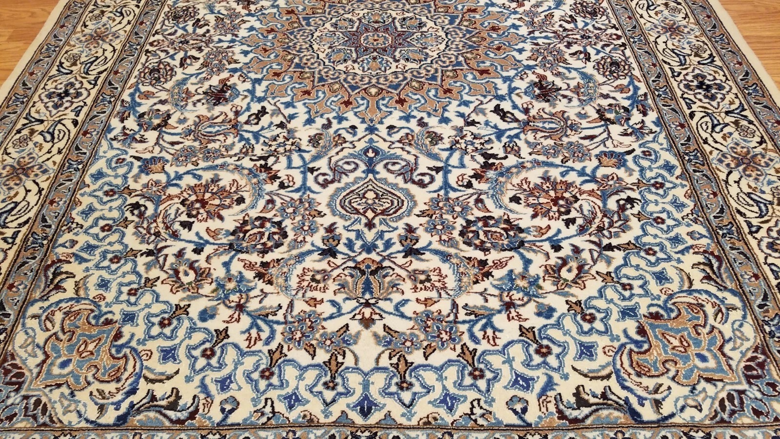 7 x 10 Ivory naein Wool Hand Knotted Area rug