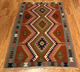 3.4 x 5.2  Kilim 100% Wool Hand Knotted Area Rug 5 Montaage Inc. image 3