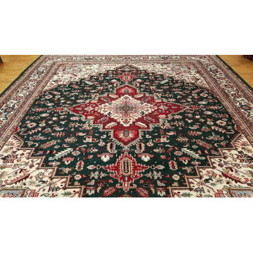8 x 10 Green Indian Hand Knotted Wool Rug
