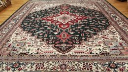 8 x 10 Green Indian Hand Knotted Wool Rug 13 Montaage Inc. image 3
