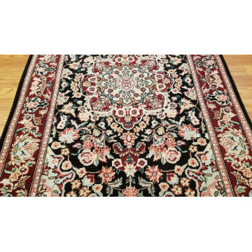 3 x 5 Black & Red Wool & Silk Hand Knotted Area rug 15 Montaage Inc. image 4