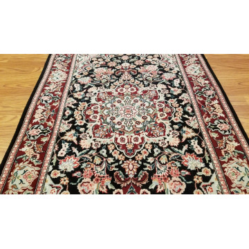 3 x 5 Black & Red Wool & Silk Hand Knotted Area rug 15 Montaage Inc. image 6