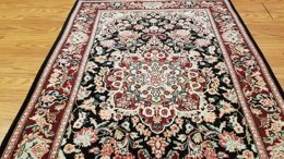 3 x 5 Black & Red Wool & Silk Hand Knotted Area rug 15 Montaage Inc. image 15