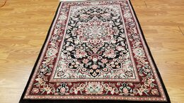 3 x 5 Black & Red Wool & Silk Hand Knotted Area rug 15 Montaage Inc. image 1