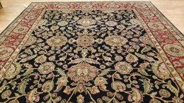 8 x 10 Black & Red Indo Agra Hand Knotted Oriental Wool Carpet 18 Montaage Inc. image 10