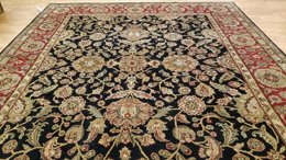 8 x 10 Black & Red Indo Agra Hand Knotted Oriental Wool Carpet 18 Montaage Inc. image 11