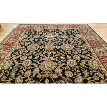 8 x 10 Black & Red Indo Agra Hand Knotted Oriental Wool Carpet 18 Montaage Inc. image 3