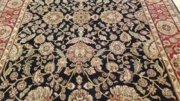 8 x 10 Black & Red Indo Agra Hand Knotted Oriental Wool Carpet 18 Montaage Inc. image 3