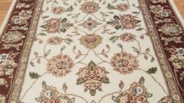 2.5 x 8 Ivory & Red Fine Quality Wool & Silk Hand Knotted Oriental Rug 46 Montaage Inc. image 10