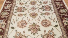 2.5 x 8 Ivory & Red Fine Quality Wool & Silk Hand Knotted Oriental Rug 46 Montaage Inc. image 11