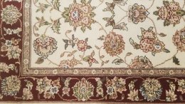 2.5 x 8 Ivory & Red Fine Quality Wool & Silk Hand Knotted Oriental Rug 46 Montaage Inc. image 8
