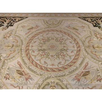 9.8 x 14.1 ft  Hand woven French Aubusson Weave 100% wool Area rug 4490 Montaage Inc. image 2