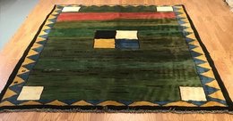 7.9 x 10 Vintage Tribal  Green 100% Wool Vegetable Dye Rug 5028 Montaage Inc. image 2
