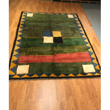 7.9 x 10 Vintage Tribal  Green 100% Wool Vegetable Dye Rug 5028 Montaage Inc. image 1