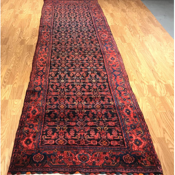 3.10 x 13.4 Runner Antique Geometric Bejar Hand Knotted Wool Vegetable Dye