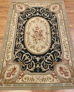 4x6 Hand woven French Needlepoint Portuguese Aubusson 100% wool Area rug 6465 Montaage Inc. image 1