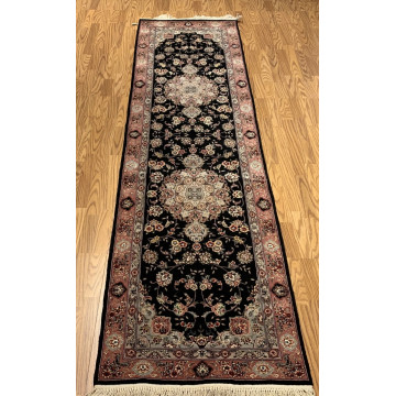 2.6 x 9 Very Fine Floral with Medalian Wool and Silk Runner