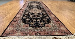 2.6 x 9 Very Fine Floral with Medalian Wool and Silk Runner 14134 Montaage Inc. image 2