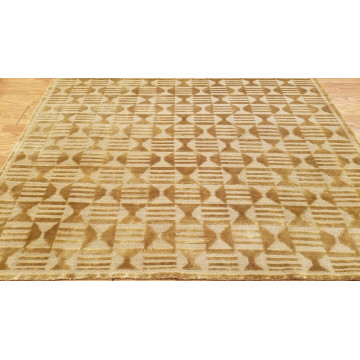 6 x 9 Brown & Gold Modern Hand Knotted Wool Nepal rug