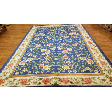 6 x 9 Royal blue English Garden Design Art Silk Hand Knotted Wool Area rug