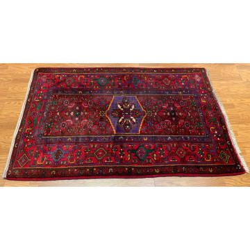 4.4x 6.9 Vintage Tribal Geometric  Rust 100% Wool Rug Vegetable Dye Rug 41200 Montaage Inc. image 3