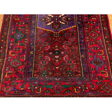 4.4x 6.9 Vintage Tribal Geometric  Rust 100% Wool Rug Vegetable Dye Rug 41200 Montaage Inc. image 2