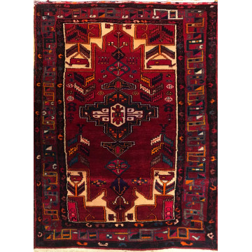 5.2 x 7.11 ft Vintage Tribal Geometric 100% Wool Hand Knotted Vegetable Dye Rug 41666 Montaage Inc. image 1