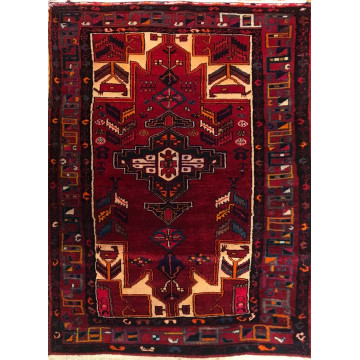 5.2 x 7.11 ft Vintage Tribal Geometric 100% Wool Hand Knotted Vegetable Dye Rug 41666 Montaage Inc. image 4