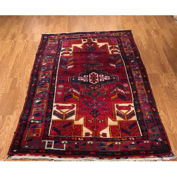 5.2 x 7.11 ft Vintage Tribal Geometric 100% Wool Hand Knotted Vegetable Dye Rug 41666 Montaage Inc. image 2
