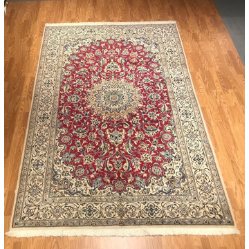 6.7 x 10 Vintage Wool & Silk Hand Knotted Area Rug