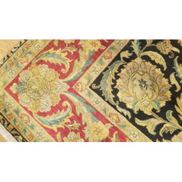 9 x 12 Black Indo Agra All-Over Wool Hand-Knotted Oriental Rug
