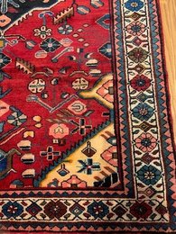 4.10 X 7 Vintage Tribal Red Hand Knotted 100% Wool Vegetable Dye Rug 121914 Montaage Inc. image 6
