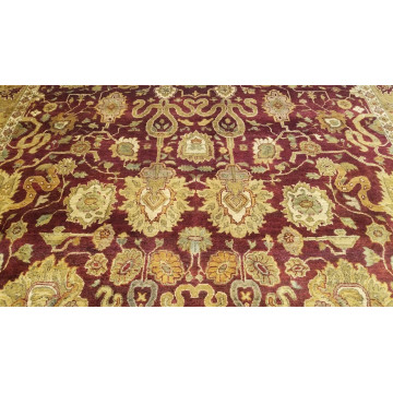 9 x 12 Burgundy red Indo Agra Vegetable dye Hand spawned Wool Hand Knotted Rug 164008 Montaage Inc. image 3