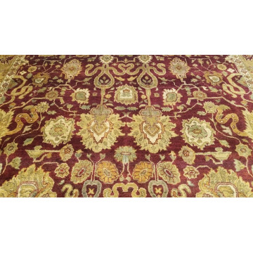 9 x 12 Burgundy red Indo Agra Vegetable dye Hand spawned Wool Hand Knotted Rug 164008 Montaage Inc. image 5