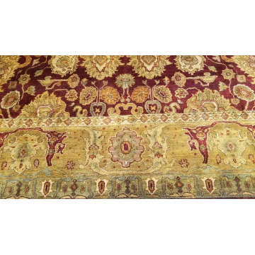 9 x 12 Burgundy red Indo Agra Vegetable dye Hand spawned Wool Hand Knotted Rug 164008 Montaage Inc. image 6