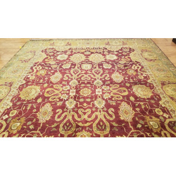 9 x 12 Burgundy red Indo Agra Vegetable dye Hand spawned Wool Hand Knotted Rug 164008 Montaage Inc. image 2