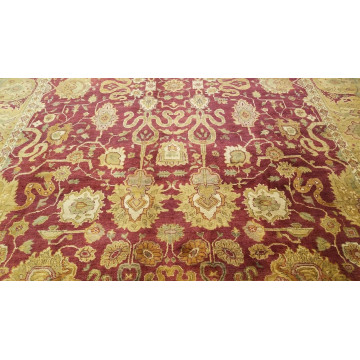 9 x 12 Burgundy red Indo Agra Vegetable dye Hand spawned Wool Hand Knotted Rug 164008 Montaage Inc. image 7
