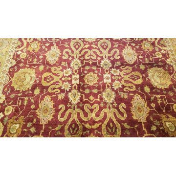 9 x 12 Burgundy red Indo Agra Vegetable dye Hand spawned Wool Hand Knotted Rug 164008 Montaage Inc. image 8