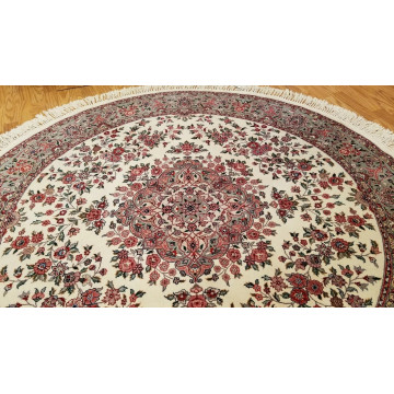 6 x 6 Round Ivory Wool & Silk Hand Knotted Area rug