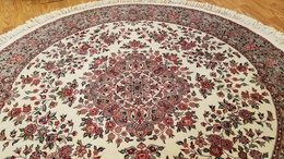 6 x 6 Round Ivory  Wool & Silk Hand Knotted Area rug 283310 Montaage Inc. image 4