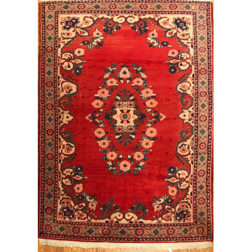 4.1 x 6.6 Vintage Tribal Medallion Red 100% Wool Vegetable Dye Rug 411155 Montaage Inc. image 1