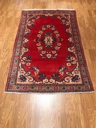 4.1 x 6.6 Vintage Tribal Medallion Red 100% Wool Vegetable Dye Rug 411155 Montaage Inc. image 2