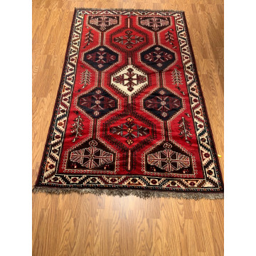5.6 x 8.3 Vintage Tribal Red Rose 100% Wool Hand Made Rug Vegetable Dye 412861 Montaage Inc. image 2